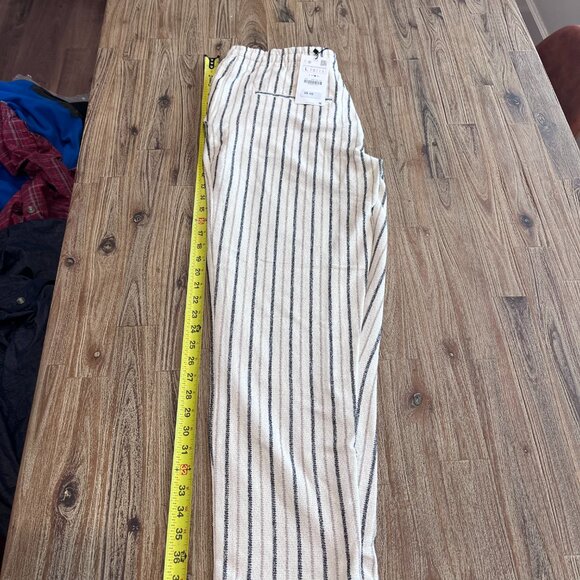 NWT - Zara - Large - Linen Pants - Stripe Cream Colored Pants - Picture 6 of 7